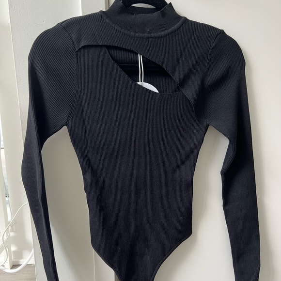 Princess Polly Azalea Black Ribbed Bodysuit Black NWT - Picture 1 of 5